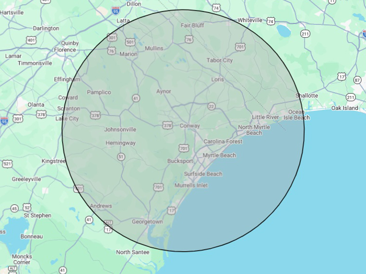 Same Team Home Inspections service area &mdash; Myrtle Beach and the surrounding Grand Strand communities
